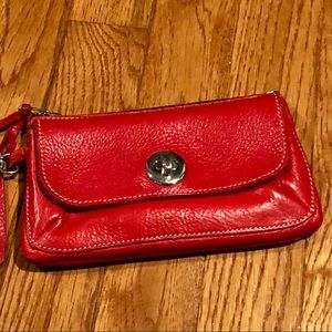 Roots Canada Red Leather Wristlet